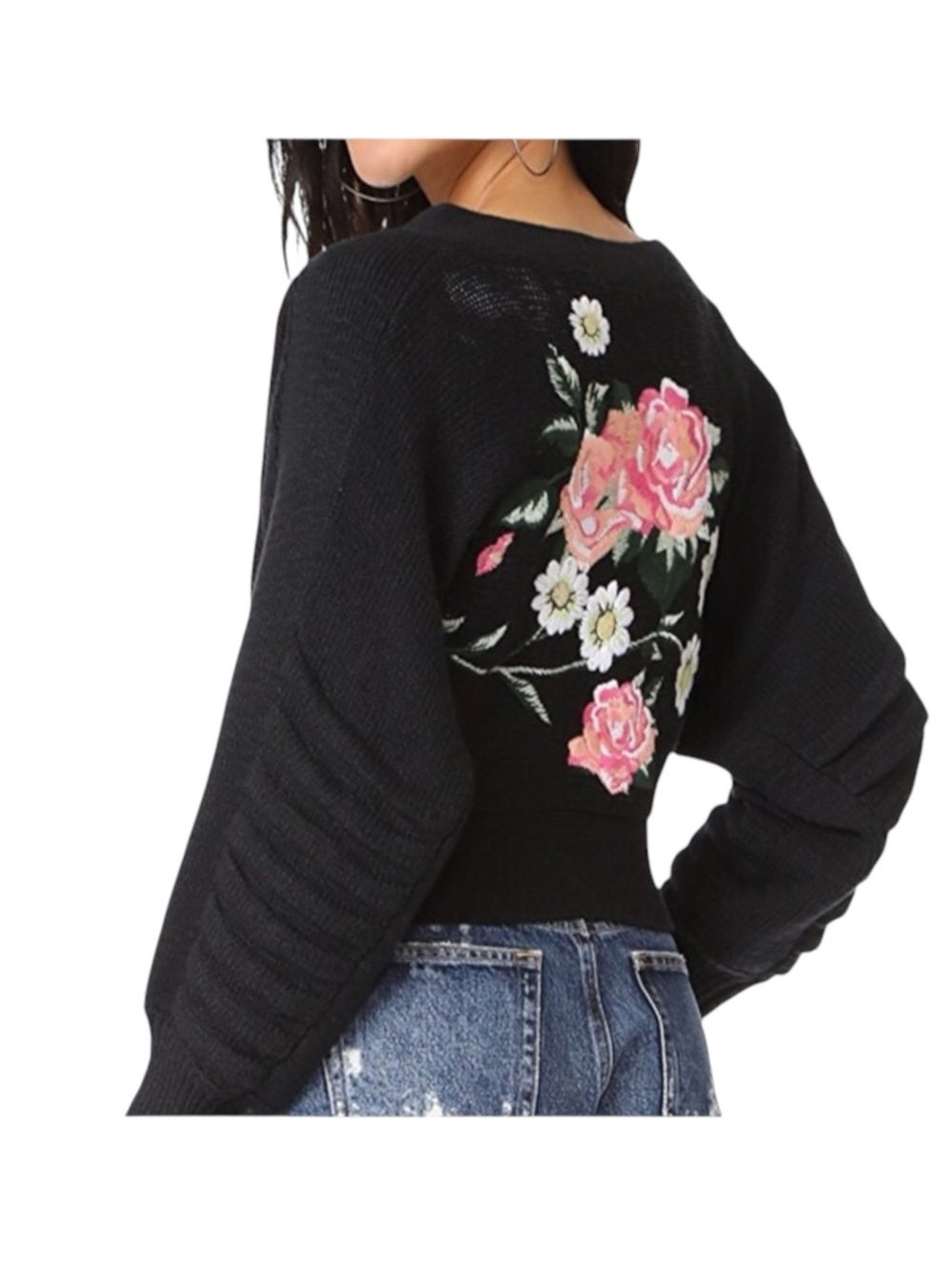 new Wildfox ❤︎ Secret Garden Floral Embroidered Knit Cardigan Sweater ❤︎ Black - Picture 5 of 16